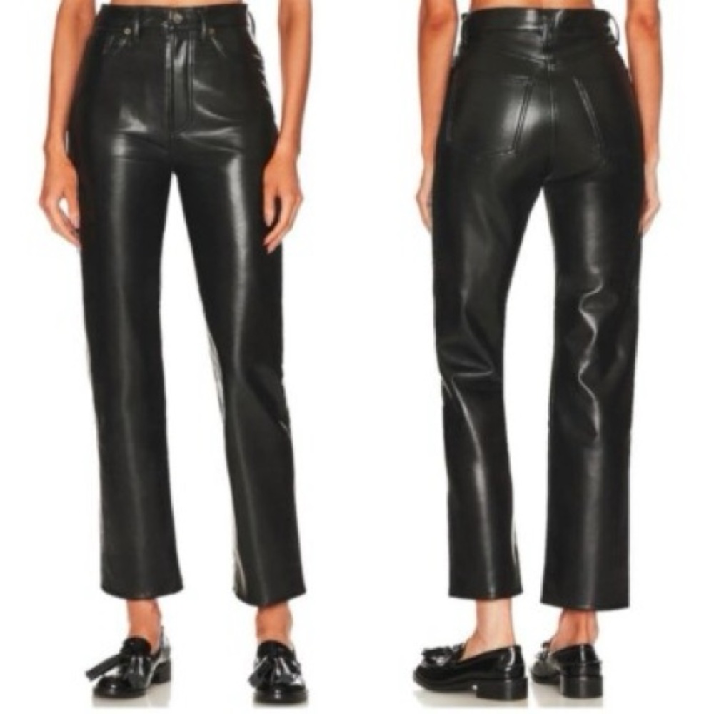 Agolde Women's Black Recycled Leather Fitted 90's
